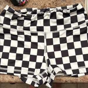 Checkered Black and White Women's Shorts BARBELL